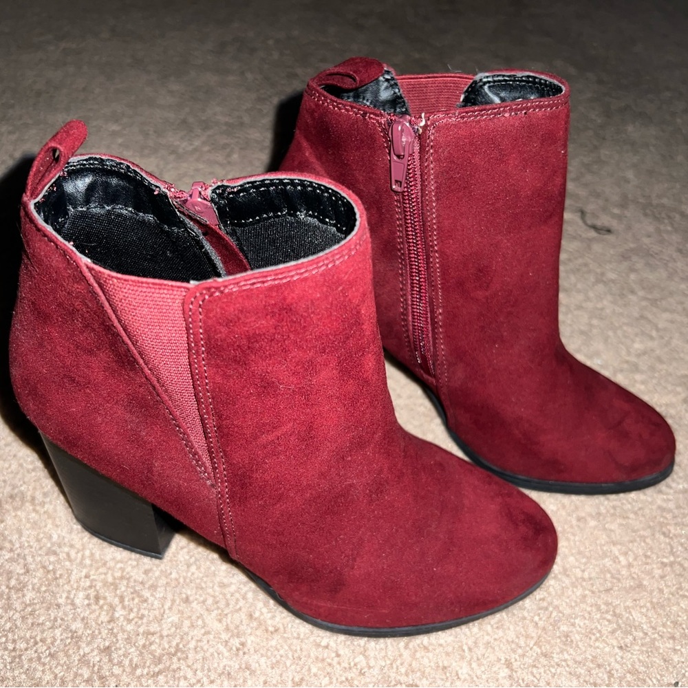 Express Wine Red Suede Booties - image 2